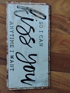 White Rustic "Kiss You" Wall Sign